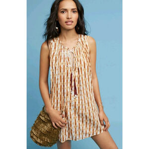 NWT Anthropologie Shrita Tunic Dress by Kopal MAIZE/BROWN Retail $148 XS